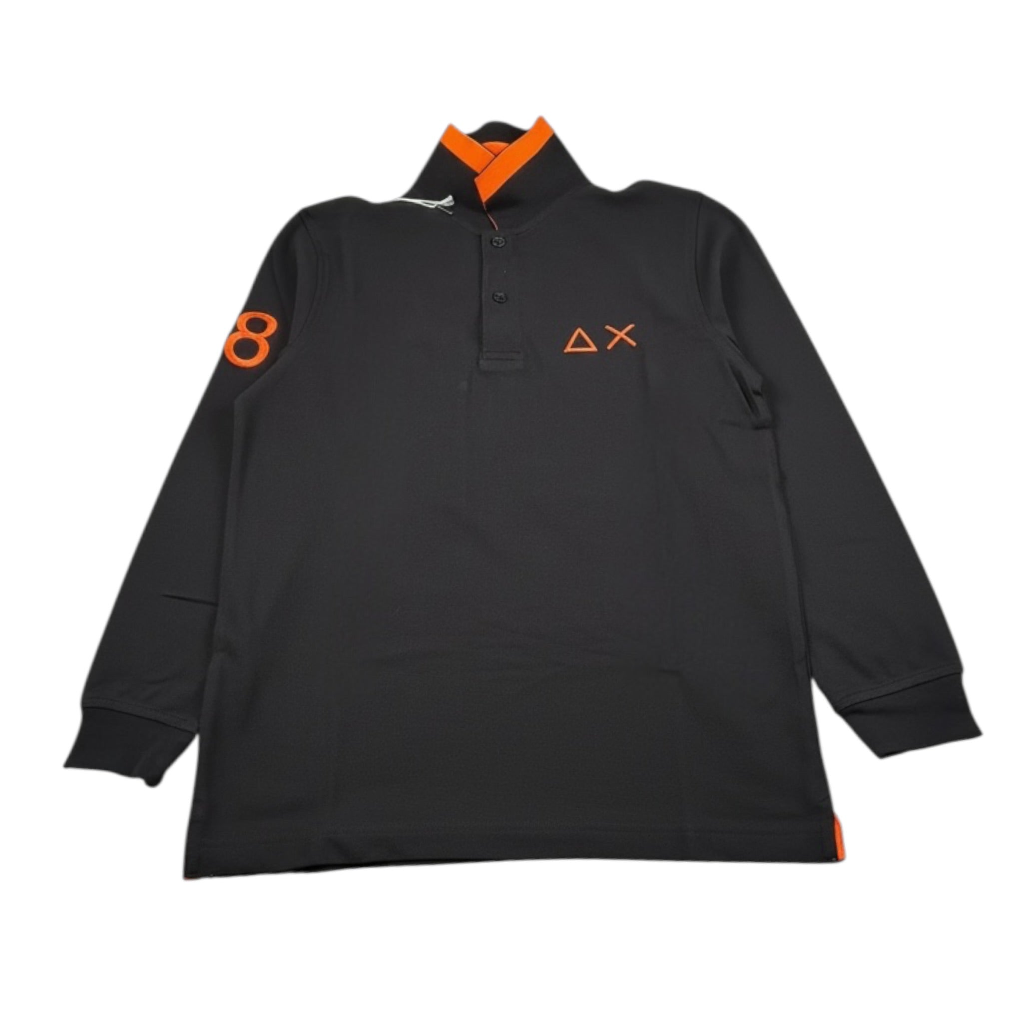 Sun68 Polo Manica Lunga tinta unita con Logo Nero per Bambino A41311 NERO SUN68 