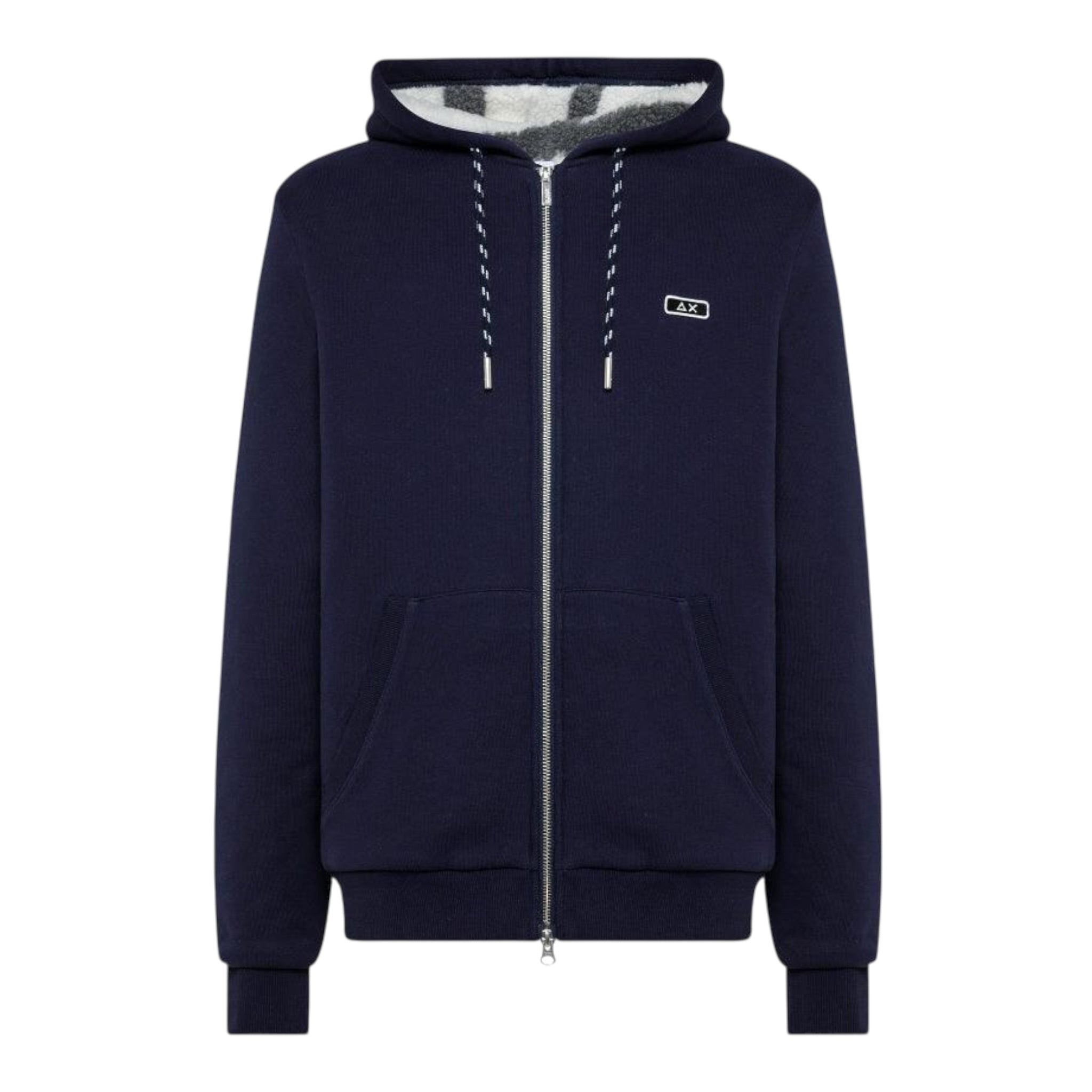 Sun68 Felpa con Zip E Cappuccio tinta unita Blu per Bambino F41319 BLU SUN68 