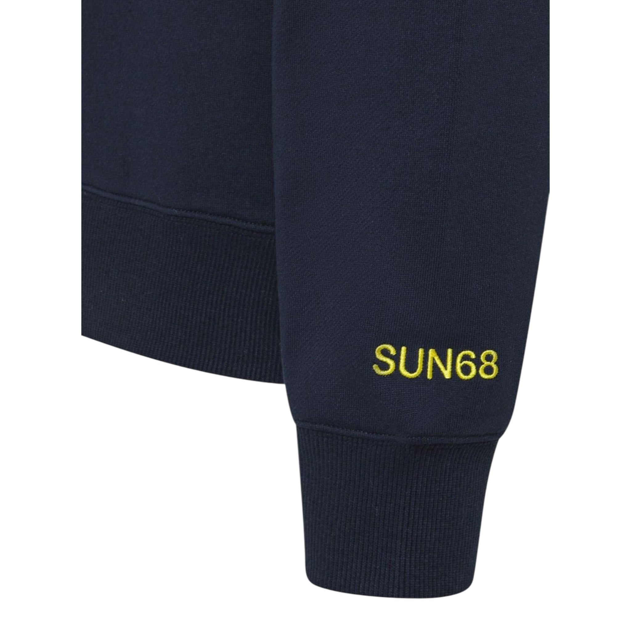 Sun68 Felpa tinta unita con Cappuccio E Stampa Blu per Bambino F4532111 BLU SUN68 