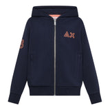 Sun68 Felpa tinta unita con Zip E Cappuccio Blu per Bambino F45331 BLU SUN68 