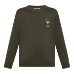 Sun68 Maglia Girocollo tinta unita con Ricamo Snoopy Verde per Bambino K45350 VERDE SUN68 