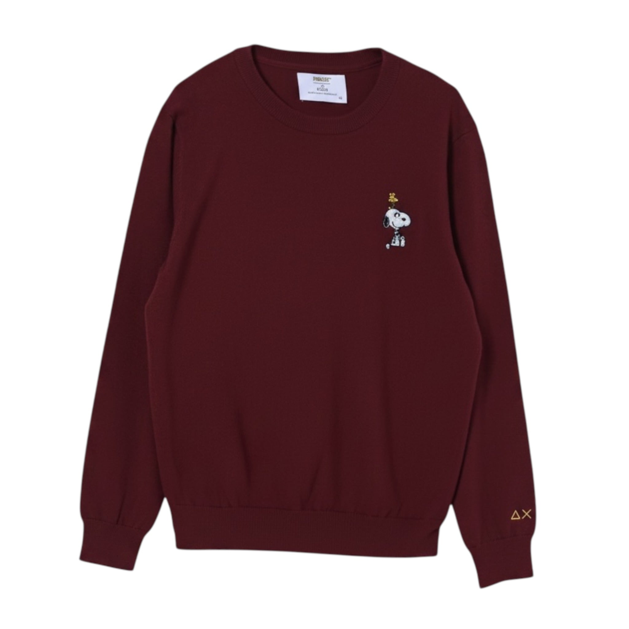 Sun68 Maglia Girocollo tinta unita con Ricamo Snoopy Bordeaux per Bambino K45350X BORDEAUX SUN68 
