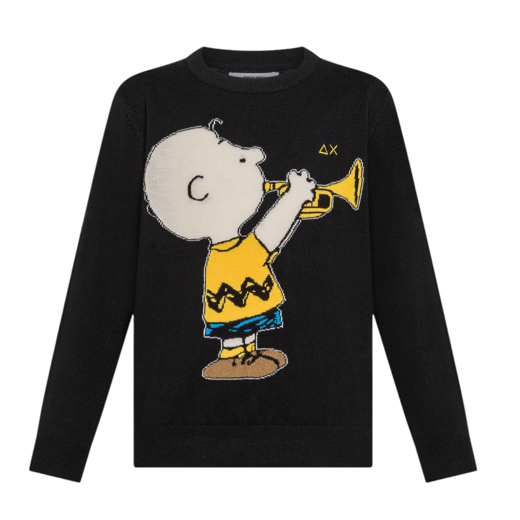 Sun68 Maglia Girocollo tinta unita con Ricamo Snoopy Nero per Bambino K45352XX NERO SUN68 