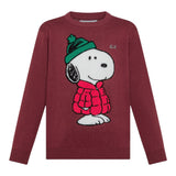 Sun68 Maglia Girocollo tinta unita con Ricamo Snoopy Bordeaux per Bambino K45352XXX BORDEAUX SUN68 