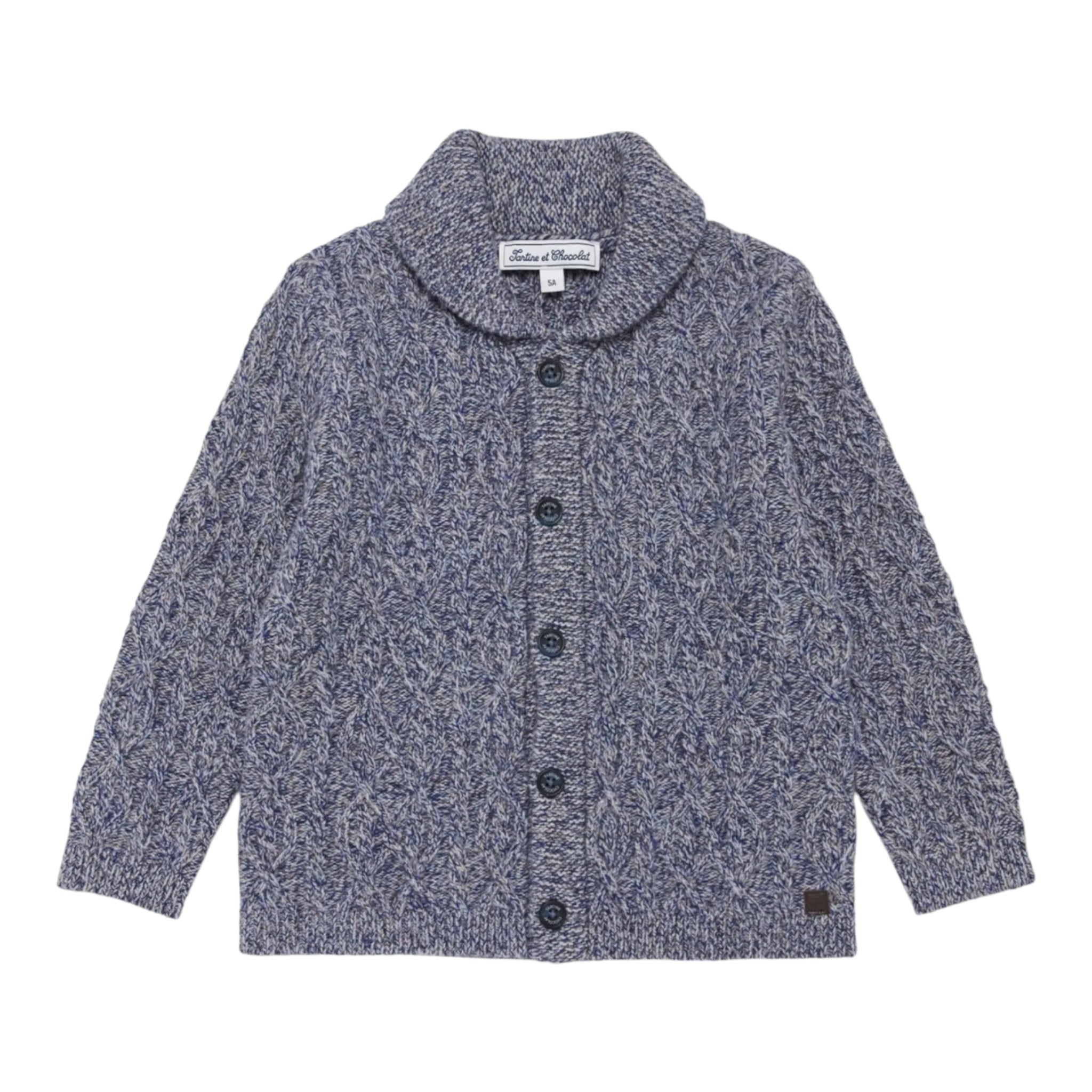 Tartine Et Chocolat Cardigan tinta unita con Colletto Blu per Bambino CB18011J BLU TARTINE ET CHOCOLAT 