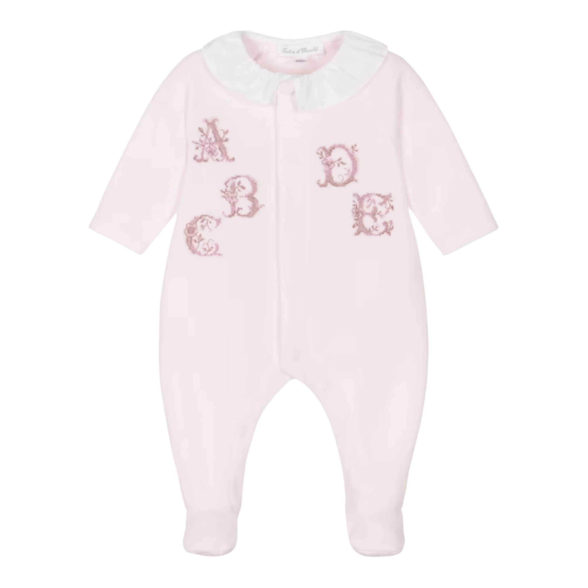 Tartine Et Chocolat Tutina Manica Lunga tinta unita In Ciniglia Rosa per Neonata CB54120 ROSA TARTINE ET CHOCOLAT 