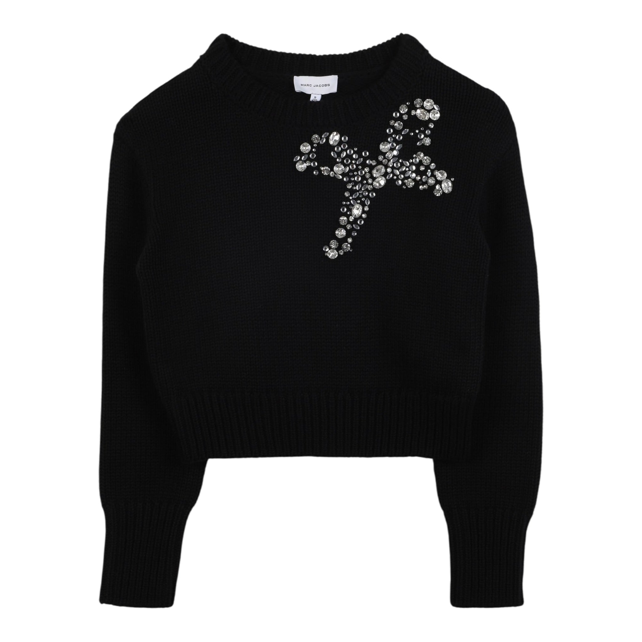 The Marc Jacobs Maglia Girocollo tinta unita con Applicazioni Nero per Bambina W60569 NERO THE MARC JACOBS 