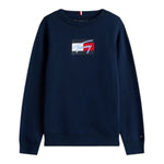 Tommy Hilfiger Felpa tinta unita Girocollo con Stampa Blu per Neonato KB0KB09741N BLU TOMMY HILFIGER 