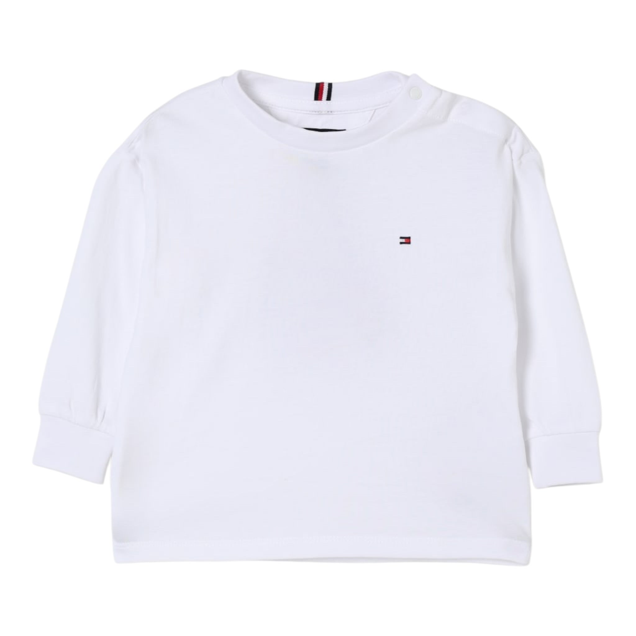 Tommy Hilfiger Shirt Girocollo tinta unita Bianco per Bambino KB0KB09846 BIANCO TOMMY HILFIGER 