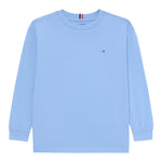 Tommy Hilfiger Shirt Girocollo tinta unita Azzurro per Bambino KB0KB09846X AZZURRO TOMMY HILFIGER 