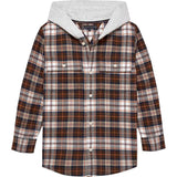 Tommy Hilfiger Camicia Bicolore con Fantasia A Quadri E Cappuccio Marrone per Bambino KB0KB10012 MARRONE TOMMY HILFIGER 