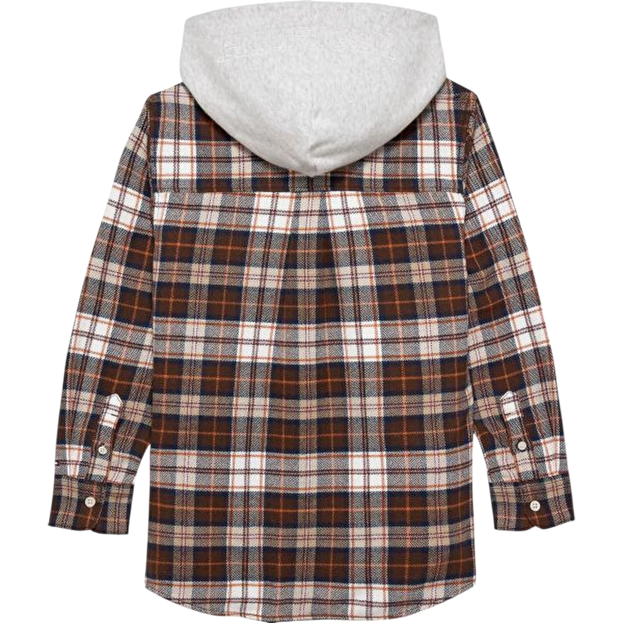 Tommy Hilfiger Camicia Bicolore con Fantasia A Quadri E Cappuccio Marrone per Bambino KB0KB10012 MARRONE TOMMY HILFIGER 