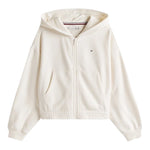 Tommy Hilfiger Felpa con Zip E Cappuccio tinta unita Panna per Bambina KG0KG08688 PANNA TOMMY HILFIGER 