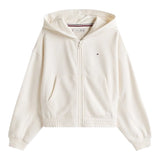 Tommy Hilfiger Felpa con Zip E Cappuccio tinta unita Panna per Bambina KG0KG08688 PANNA TOMMY HILFIGER 