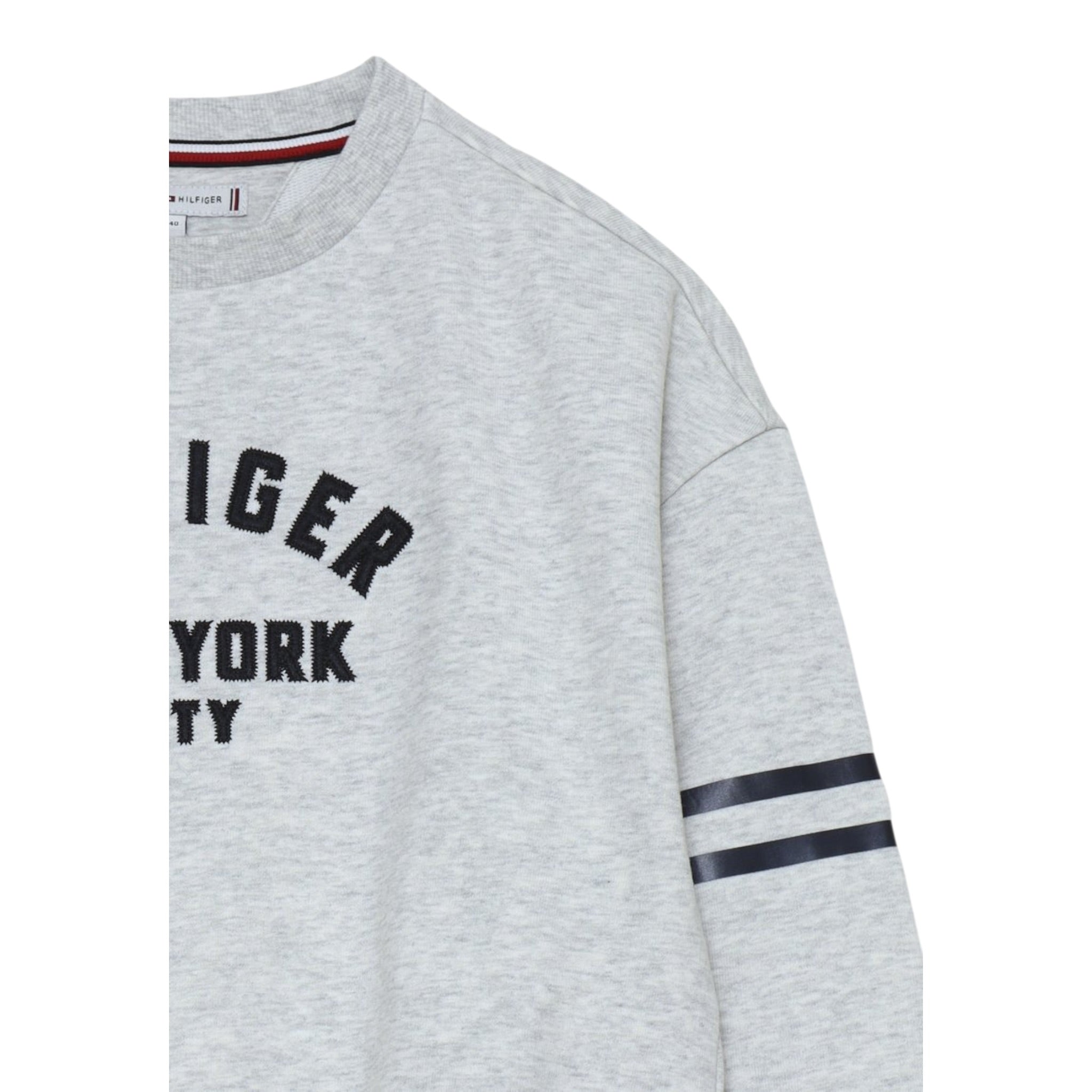 Tommy Hilfiger Felpa Chiusa Girocollo tinta unita con Logo Grigio per Bambina KG0KG08746 GRIGIO TOMMY HILFIGER 