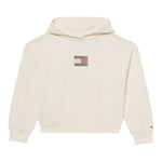 Tommy Hilfiger Felpa Chiusa Girocollo tinta unita con Logo Panna per Bambina KG0KG09016 PANNA TOMMY HILFIGER 