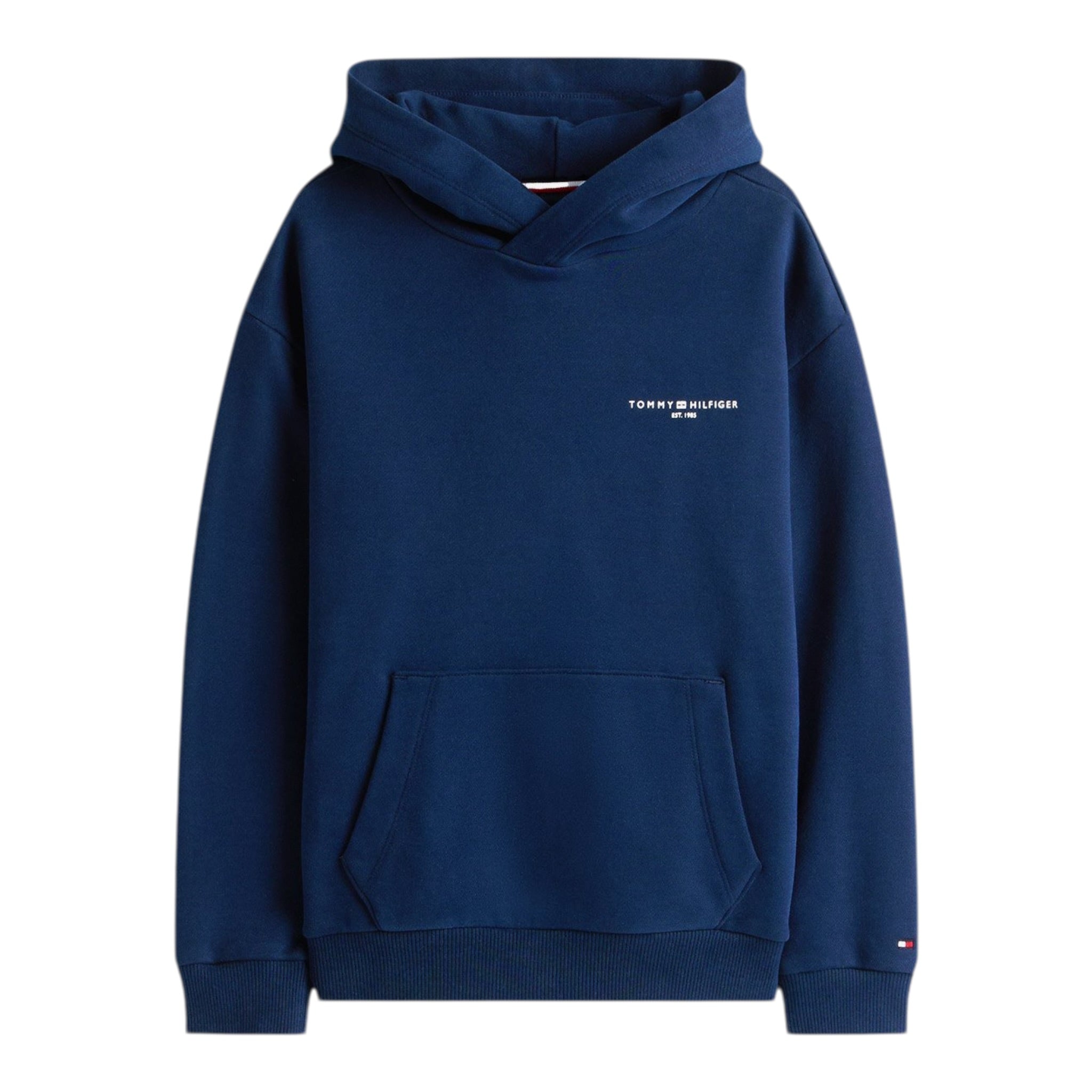 Tommy Hilfiger Felpa tinta unita con Stampa E Cappuccio Blu per Bambino KS0KS00595 BLU TOMMY HILFIGER 