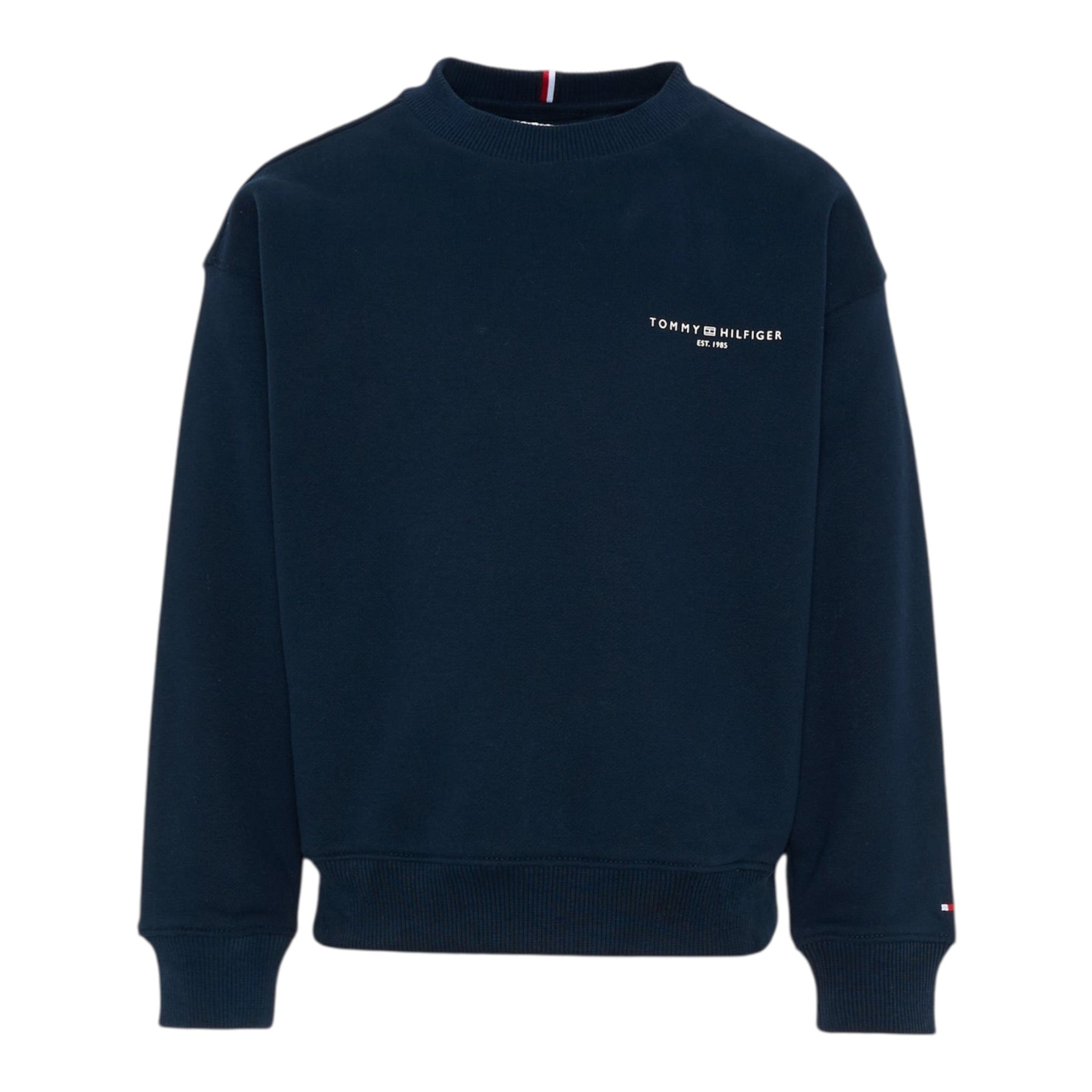 Tommy Hilfiger Felpa tinta unita Girocollo con Stampa Blu per Bambino KS0KS00640 BLU TOMMY HILFIGER 