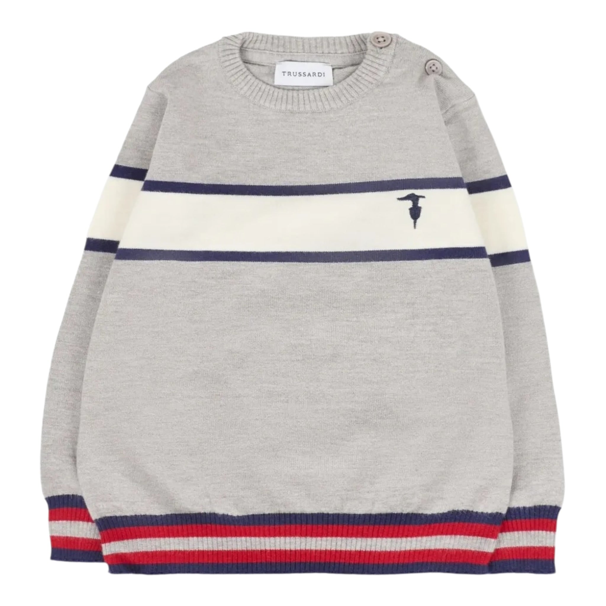 Trussardi Maglia Tricolore con Fantasia A Righe Grigio per Neonato TIA25030MA GRIGIO TRUSSARDI 