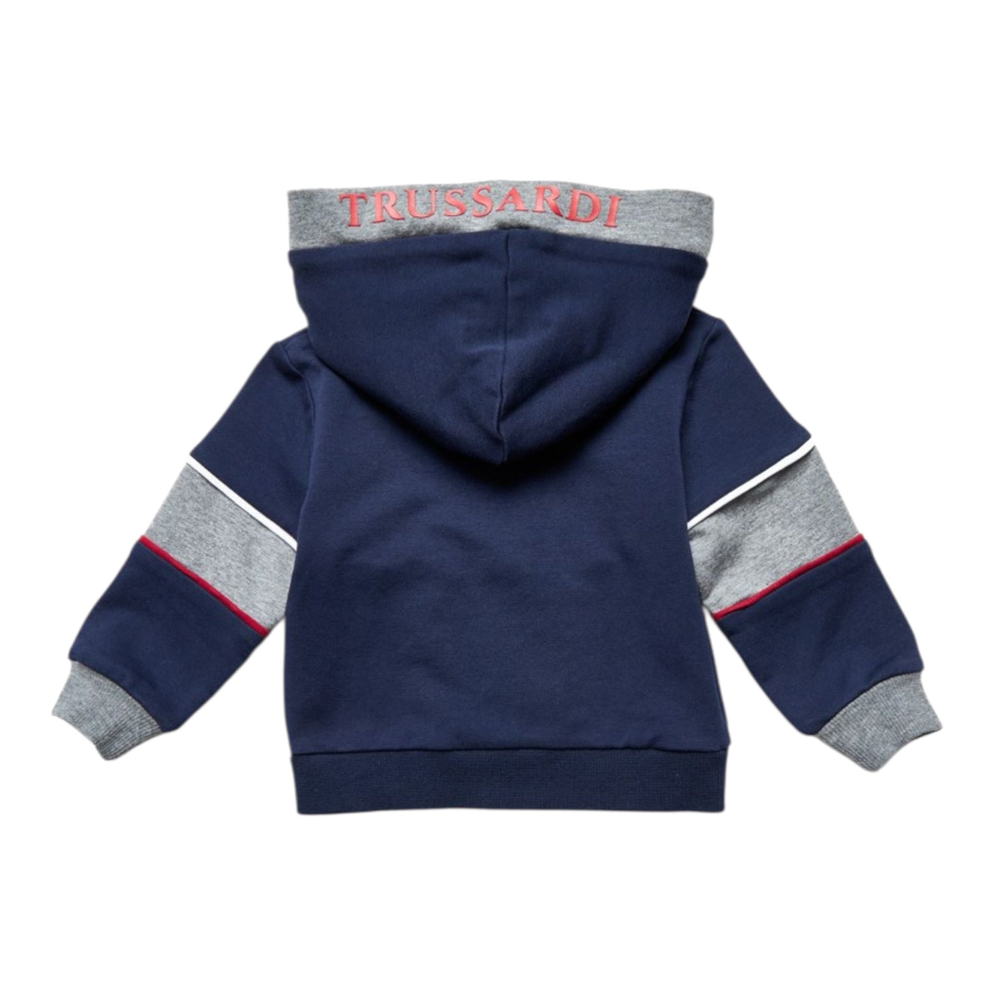 Trussardi Felpa Tricolore con Zip E Cappuccio Grigio per Bambino TIA25039FE GRIGIO TRUSSARDI 