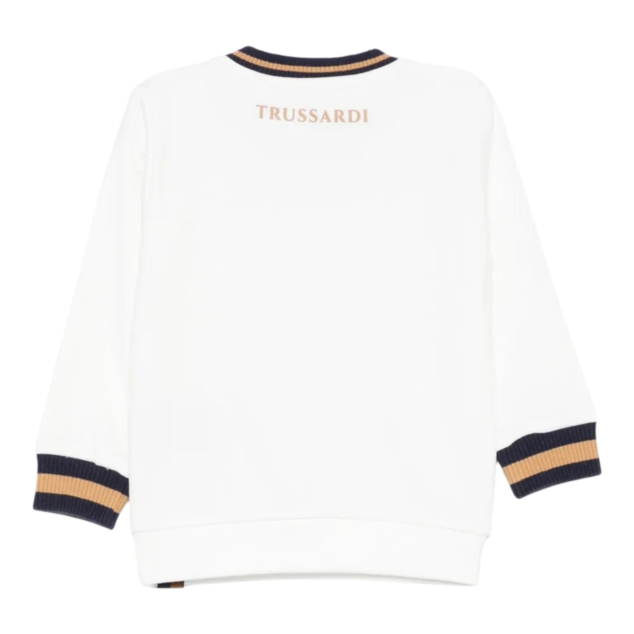 Trussardi Felpa tinta unita con Profili In Contrasto Bianco per Neonato TIA25080FE BIANCO TRUSSARDI 