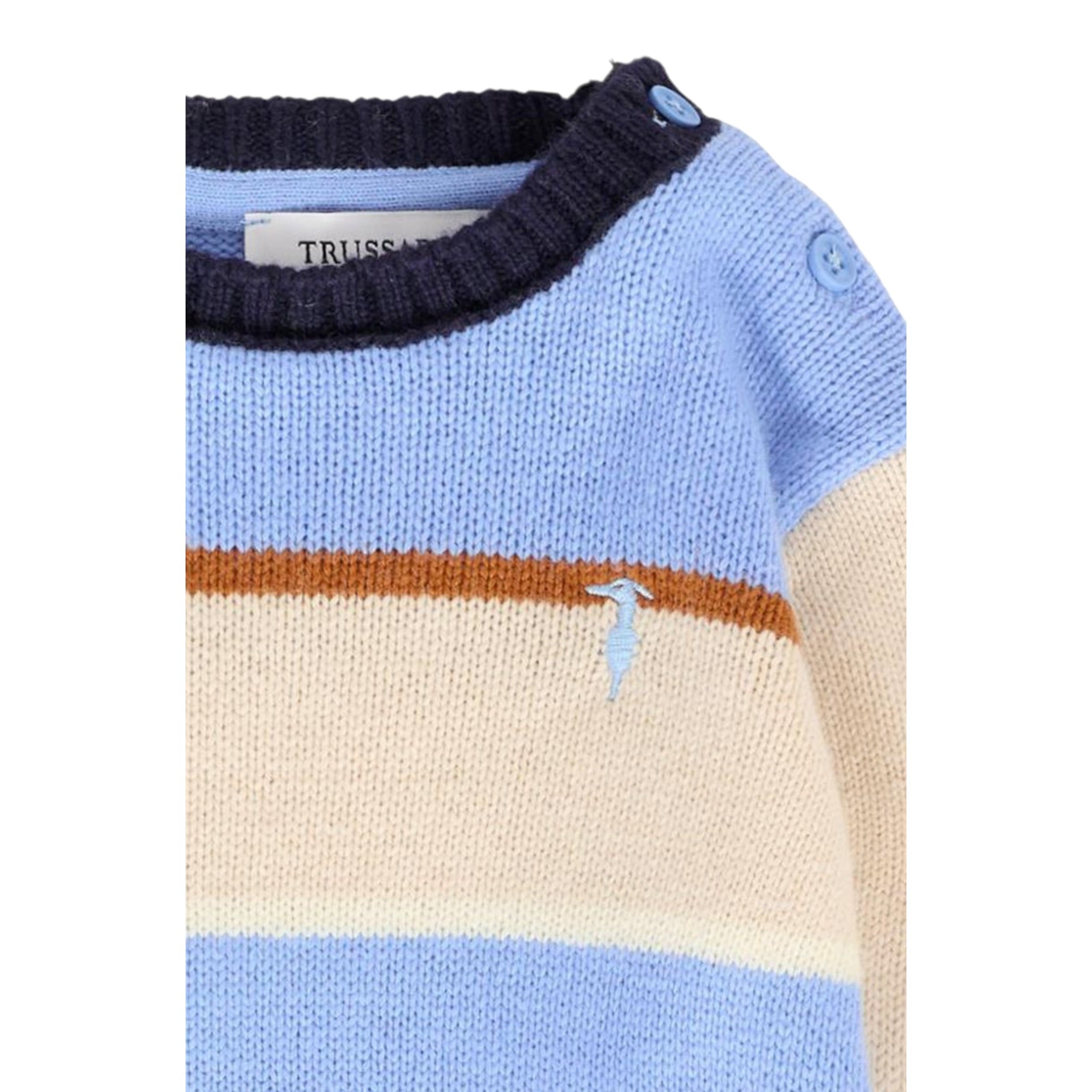 Trussardi Maglia Bicolore con Stampa Beige per Neonato TIA25103MA BEIGE TRUSSARDI 