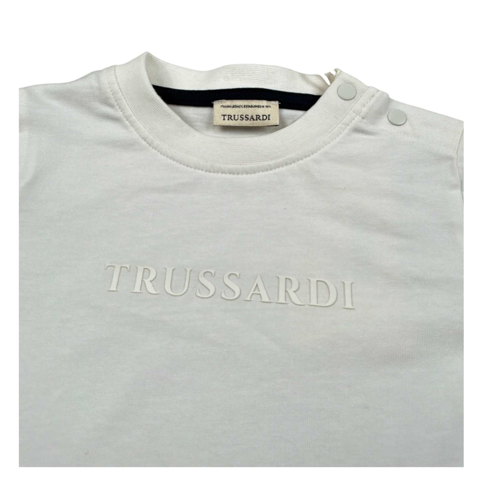 Trussardi T-Shirt Girocollo Tinta Uita con Logo Bianco per Neonato TIA26008TS BIANCO TRUSSARDI 