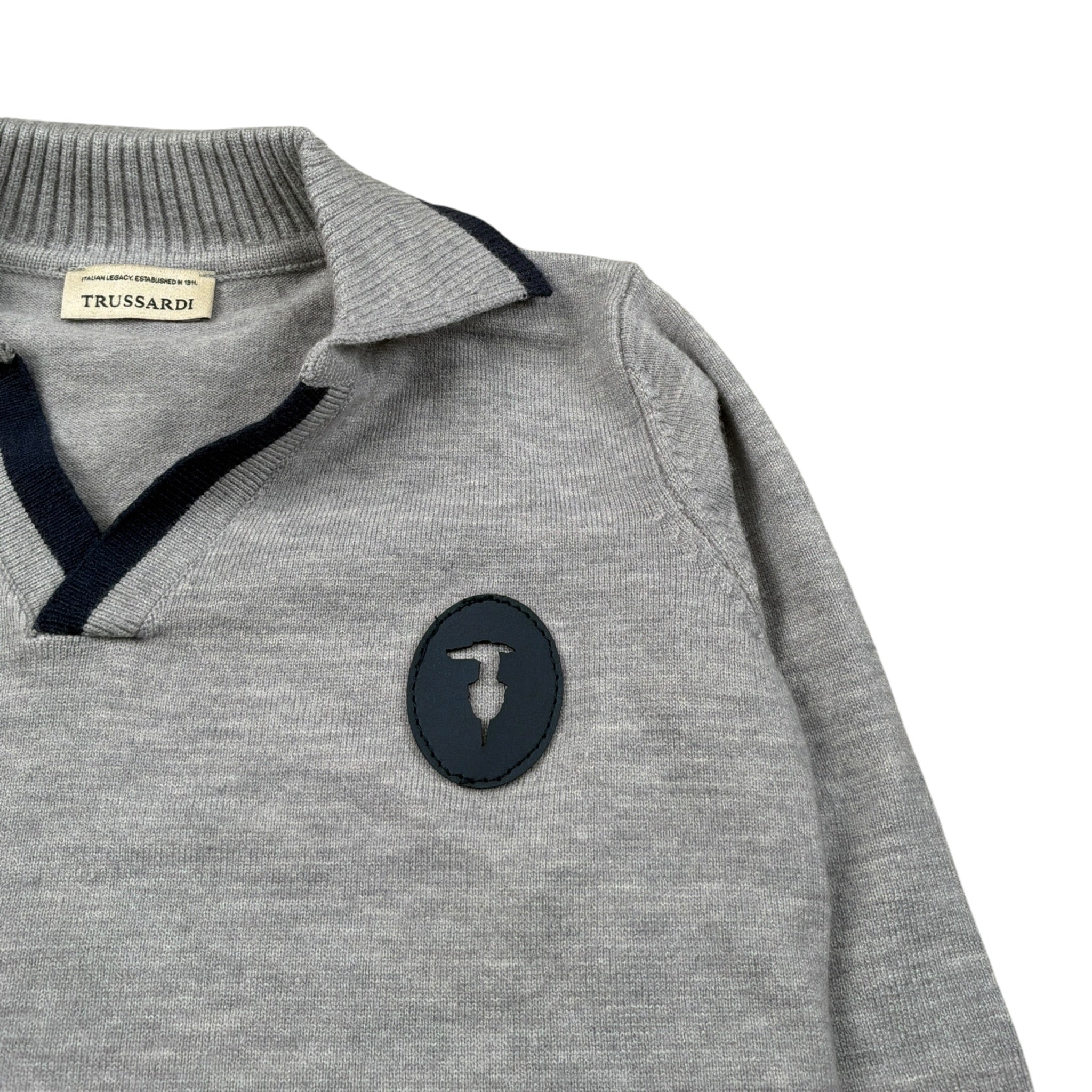 Trussardi Polo Manica Lunga tinta unita con Logo Grigio per Neonato TIA26061PO GRIGIO TRUSSARDI 