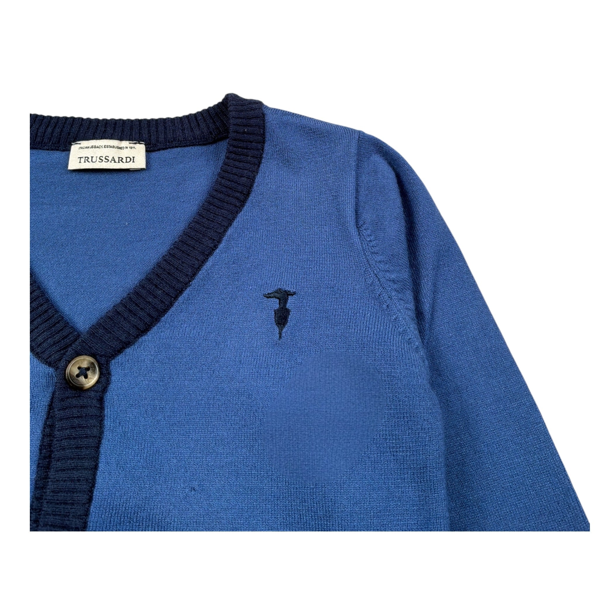 Trussardi Cardigan tinta unita con Logo Blu per Neonato TIA26071CD BLU TRUSSARDI 