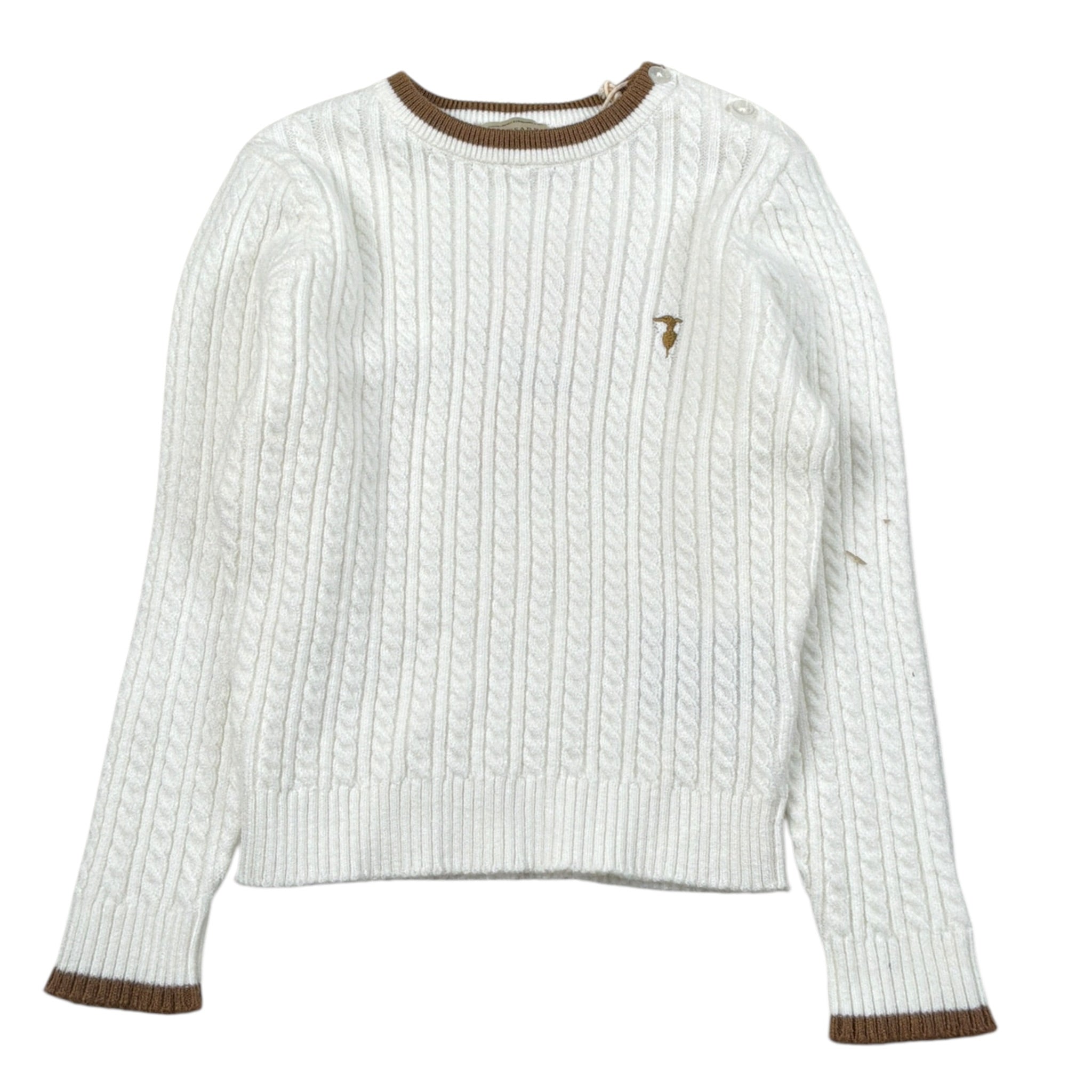 Trussardi Maglia tinta unita con Profili In Contrasto Bianco per Neonato TIA26084MA BIANCO TRUSSARDI 
