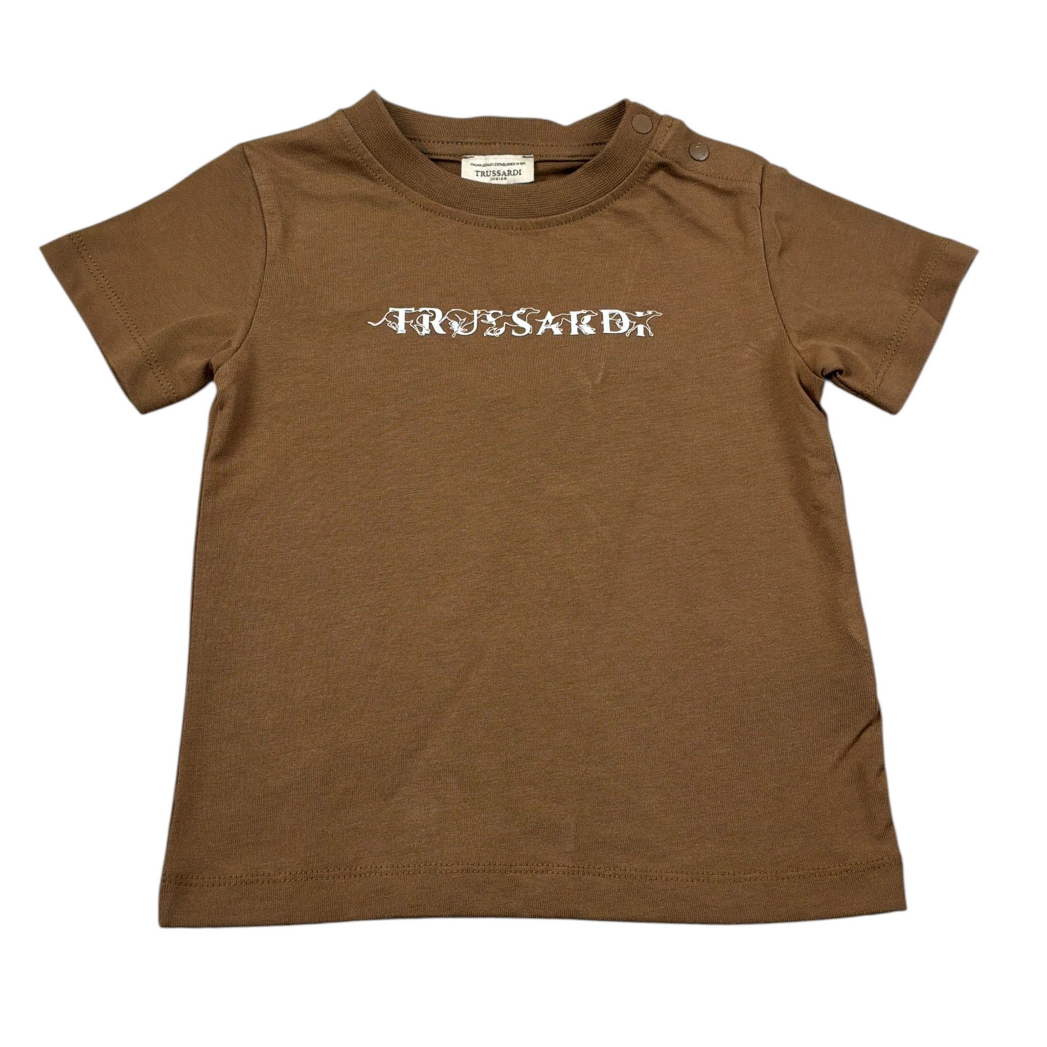 Trussardi T-Shirt Girocollo tinta unita con Logo Marrone per Neonato TIA26086TS MARRONE TRUSSARDI 