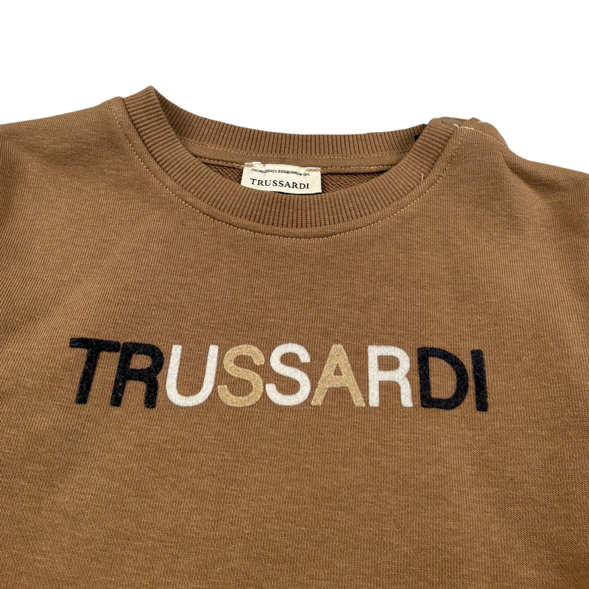 Trussardi Felpa Chiusa Girocollo tinta unita con Logo Marrone per Neonato TIA26089FE MARRONE TRUSSARDI 