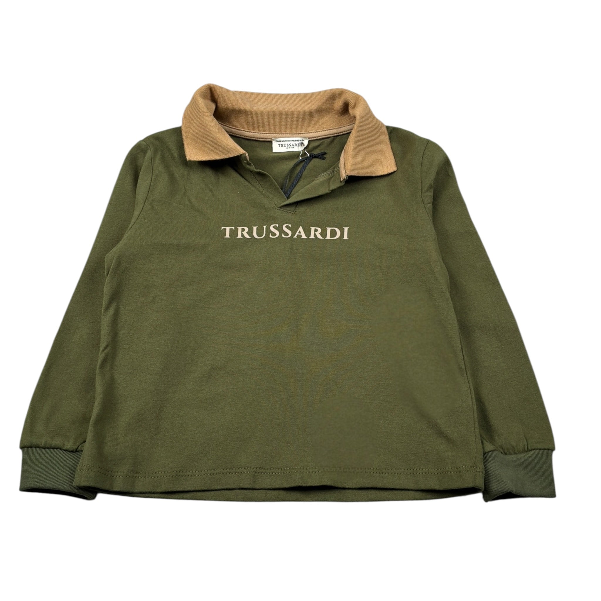 Trussardi Polo Manica Lunga tinta unita con Stampa Verde per Neonato TIA26101PO VERDE TRUSSARDI 
