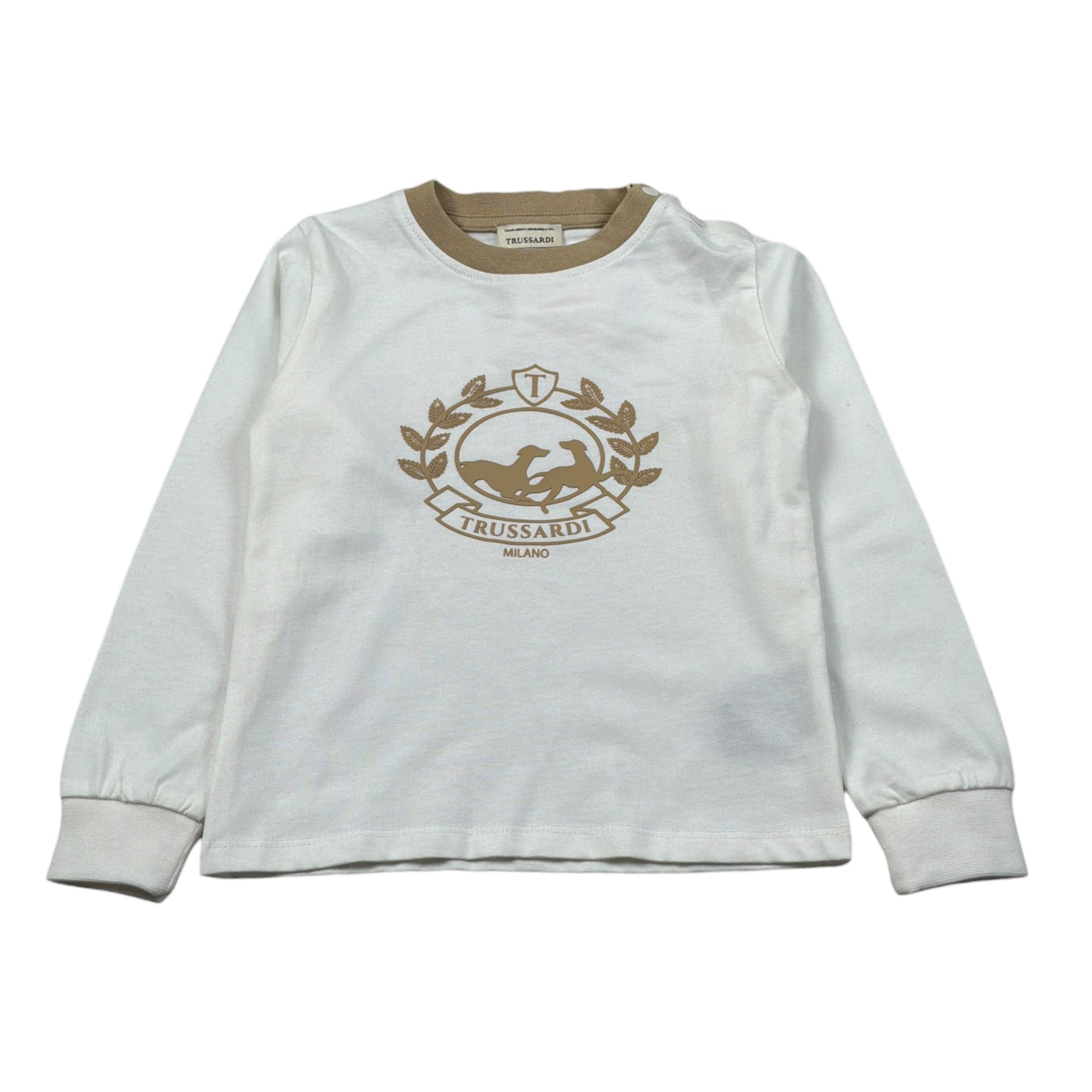 Trussardi Shirt Girocollo tinta unita con Logo Panna per Neonato TIA26122TS PANNA TRUSSARDI 