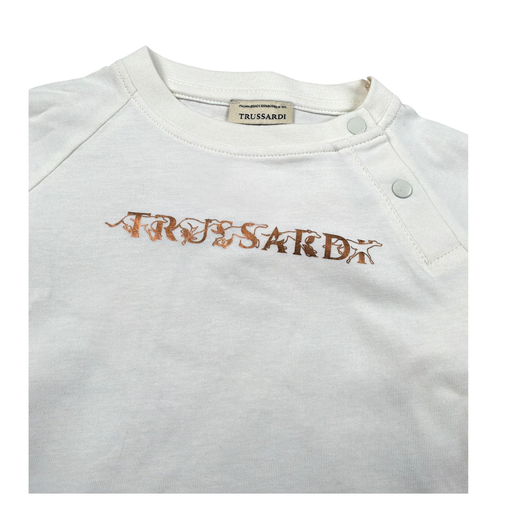 Trussardi Shirt Girocollo Tint Unita con Logo Panna per Neonata TIA26140TS PANNA TRUSSARDI 