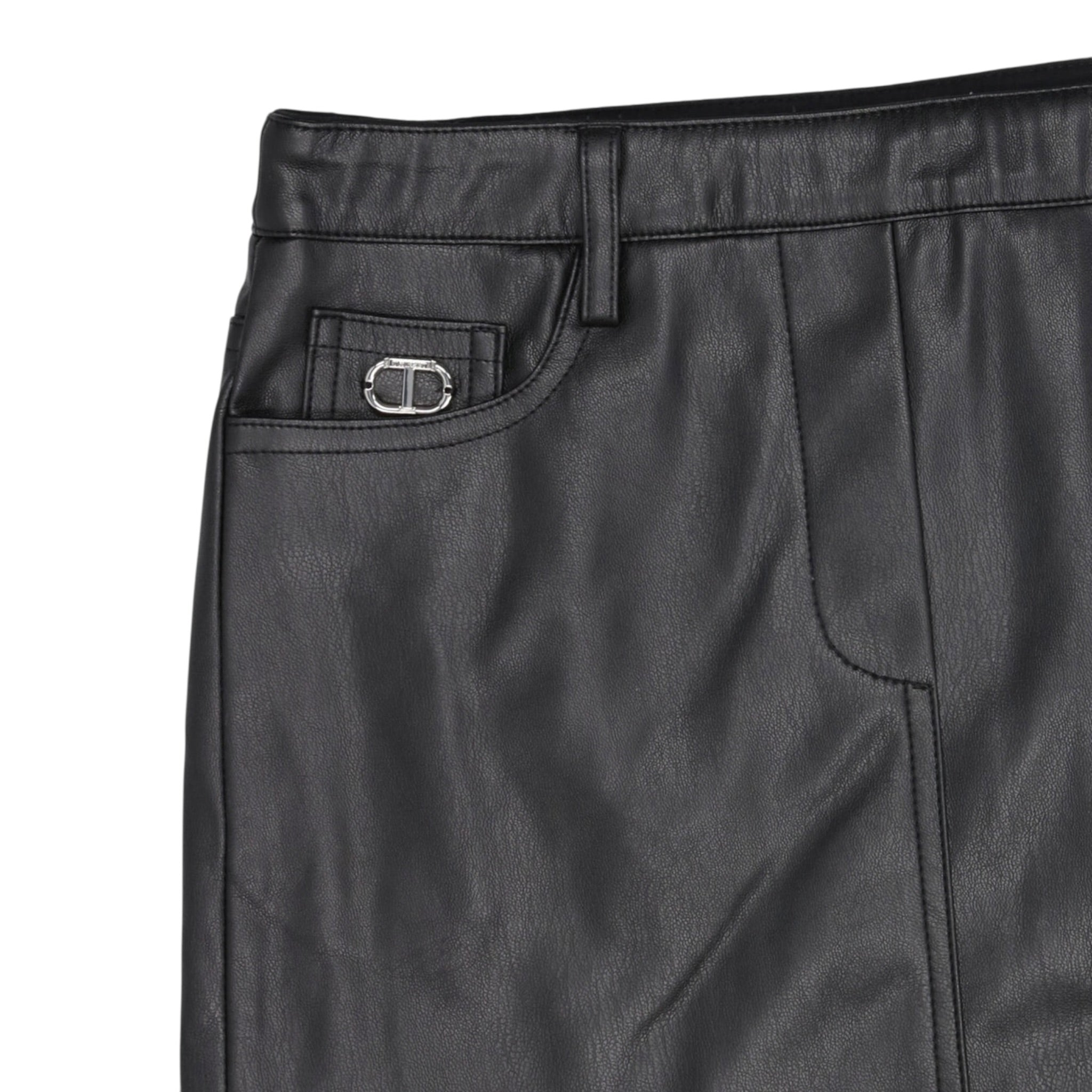 Twinset Gonna tinta unita con Tasche In Ecopelle Nero per Bambina 242GJ2150 NERO TWINSET 