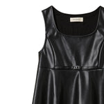 Twinset Abito Giromanica tinta unita In Ecopelle Nero per Bambina 242GJ2155 NERO TWINSET 