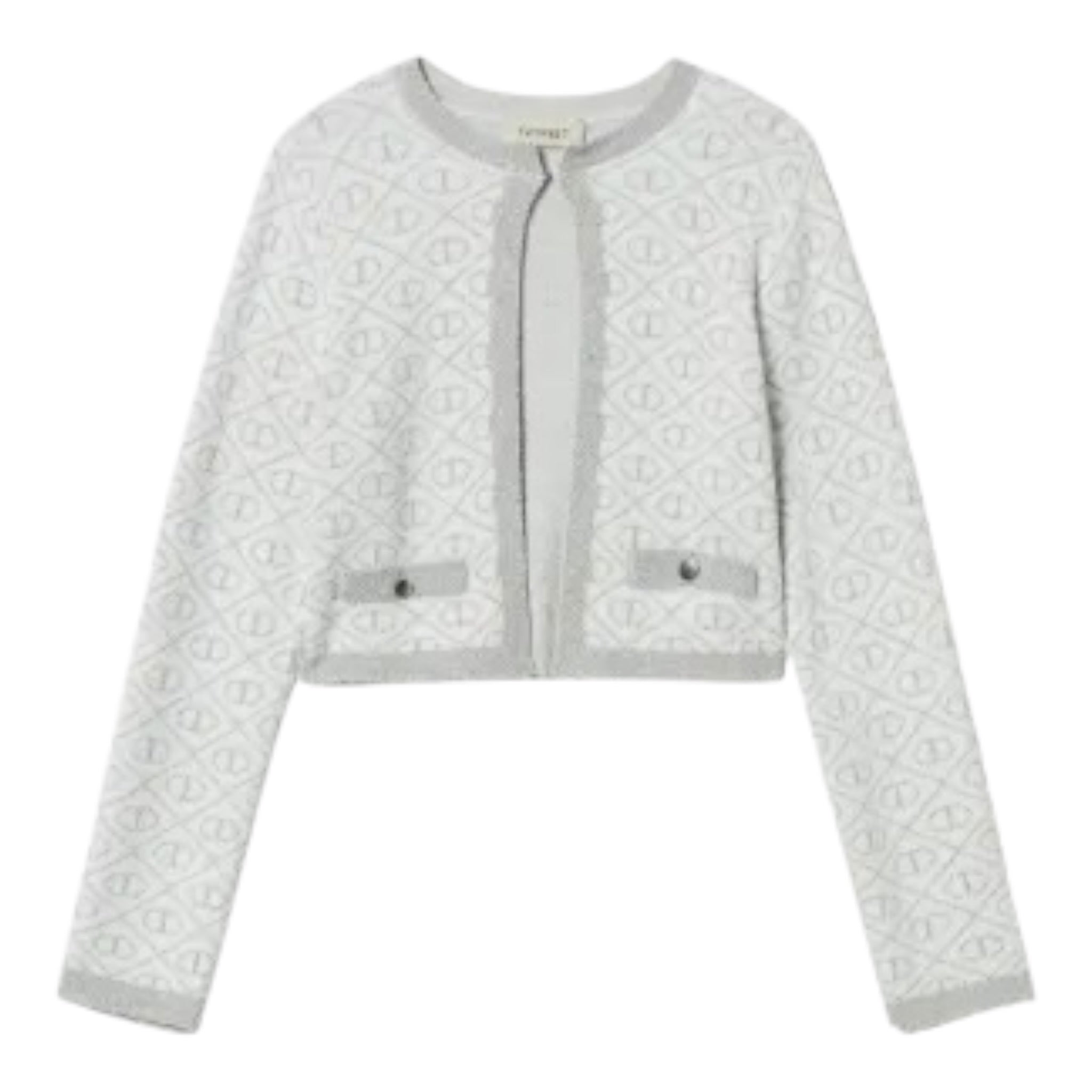 Twinset Cardigan tinta unita con Loghi Panna per Bambina 242GJ3060 PANNA TWINSET 
