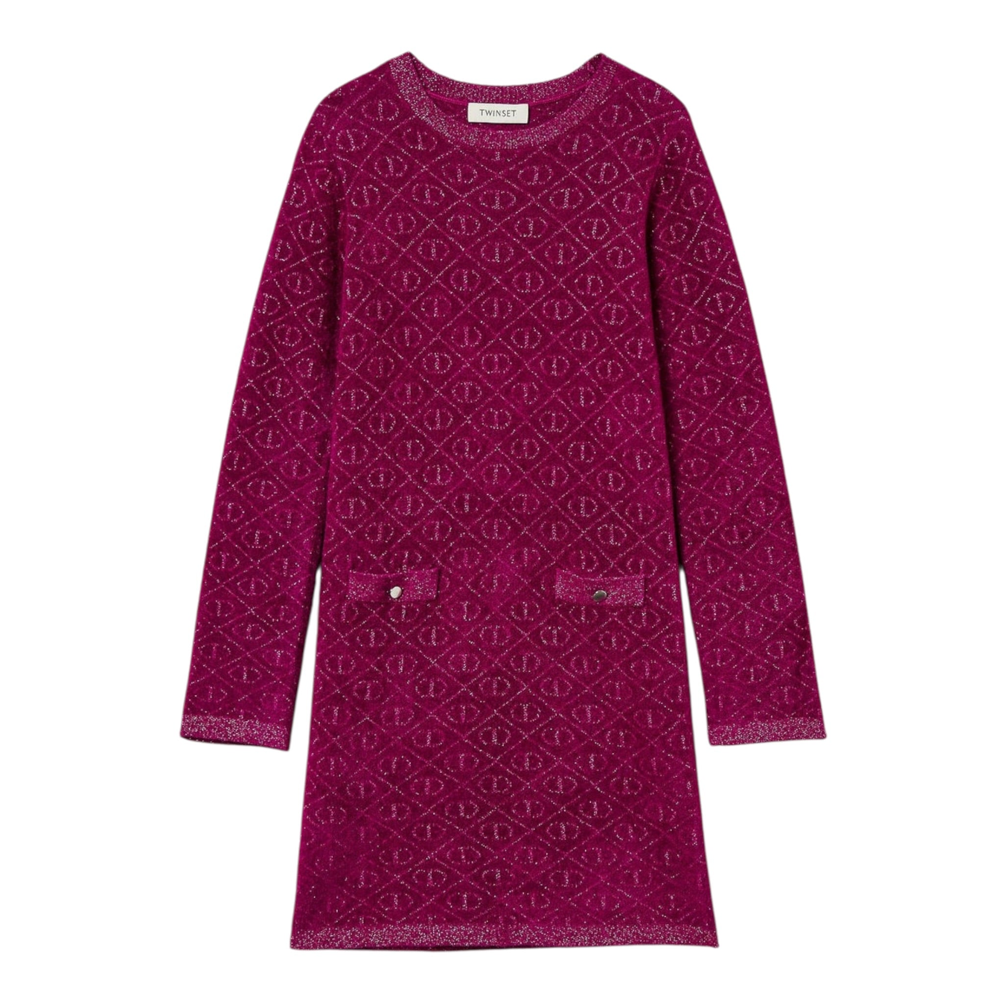 Twinset Abito Girocollo tinta unita Manica Lunga Fuxia per Bambina 242GJ3061 FUXIA TWINSET 