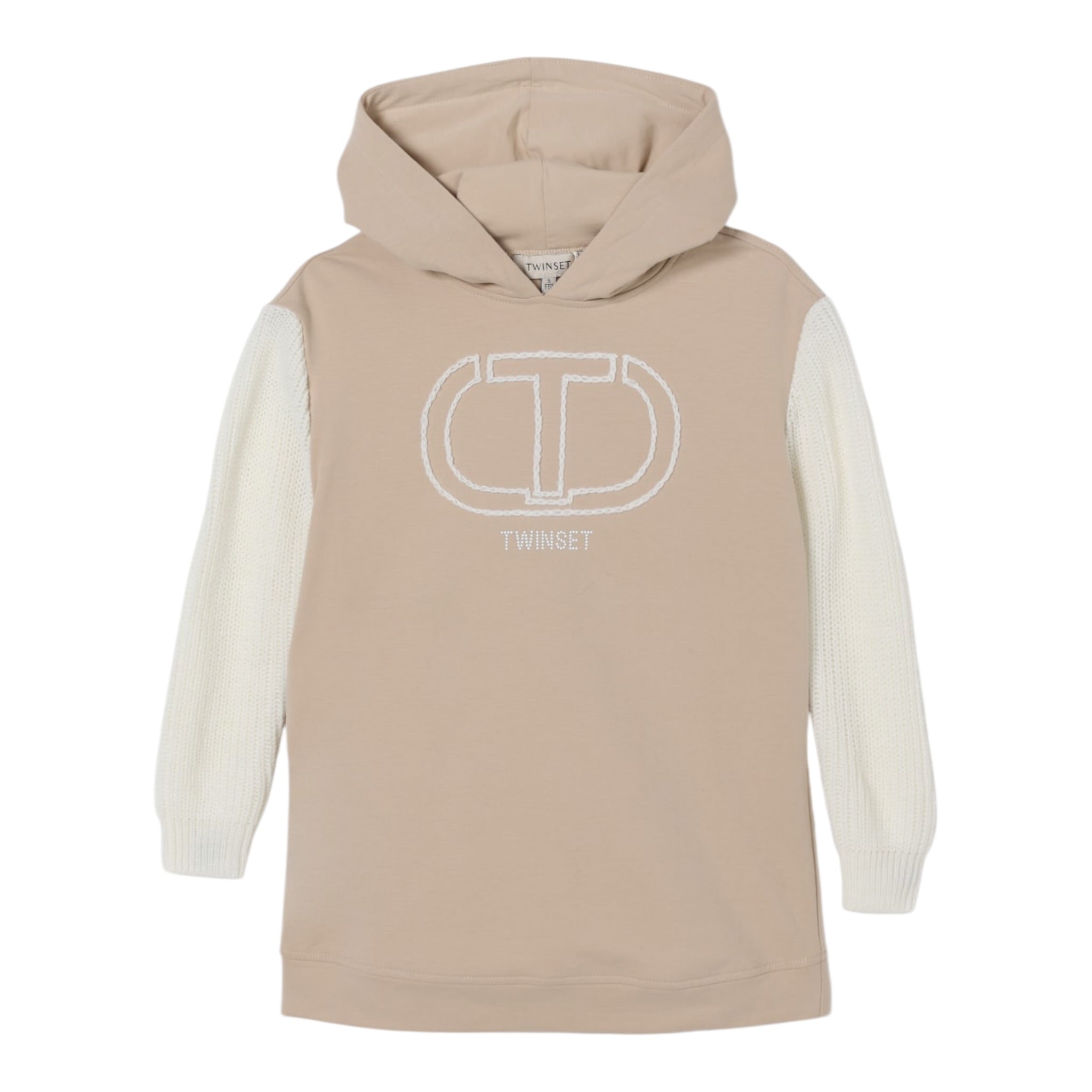 Twinset Abito Manica Lunga tinta unita con Cappuccio Beige per Bambina 252GB209AJ BEIGE TWINSET 