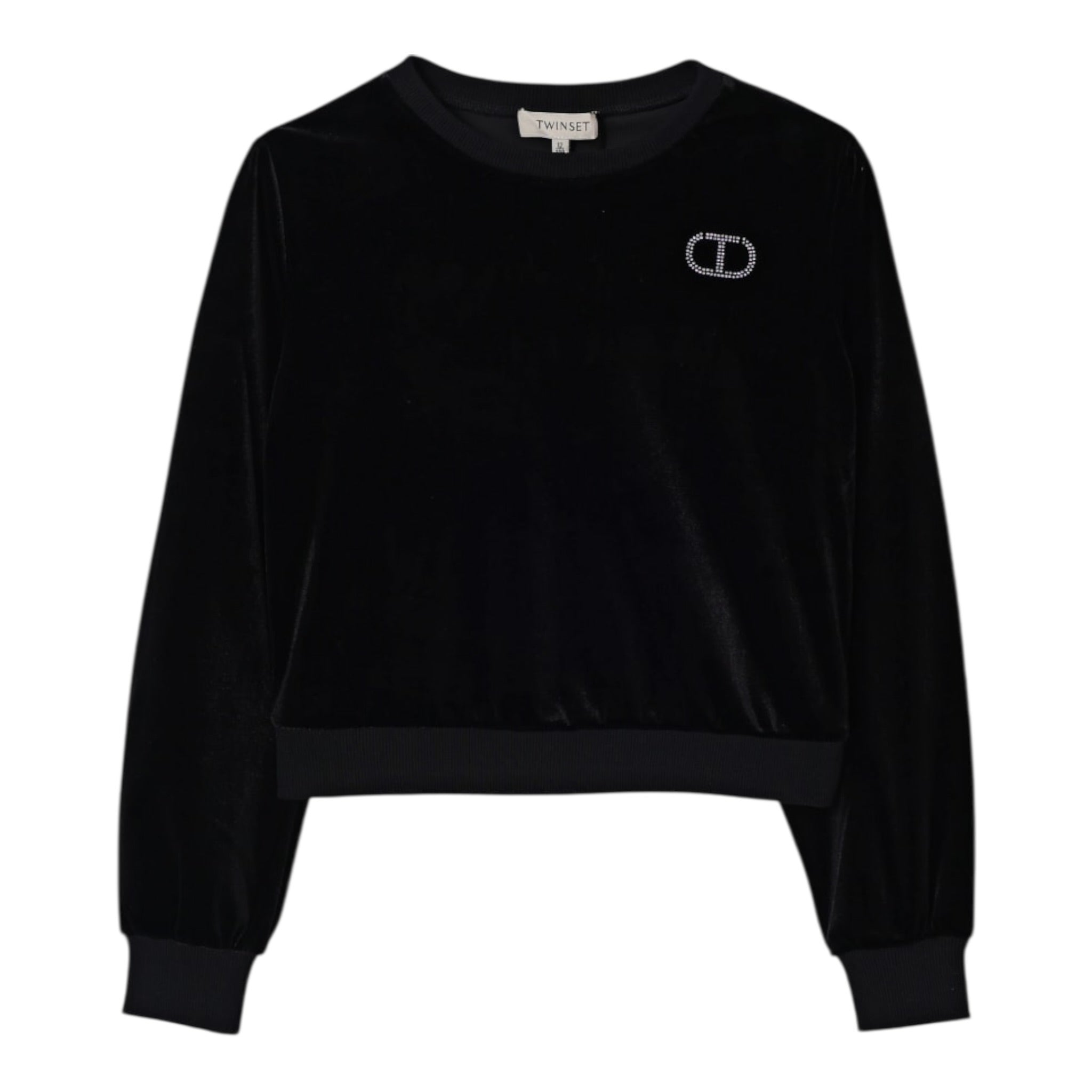 Twinset Felpa tinta unita In Velluto Nero per Bambina 252GJ2033 NERO TWINSET 