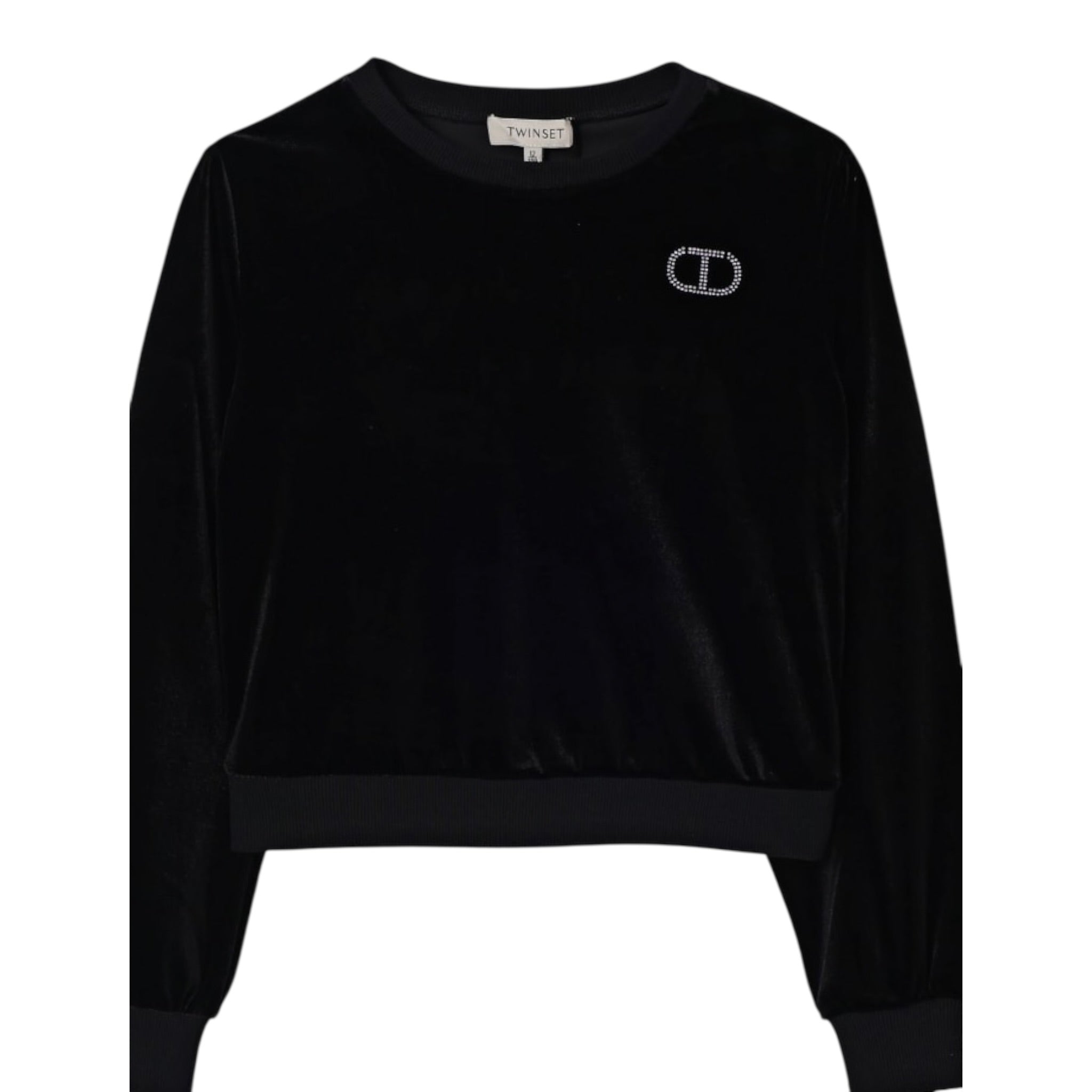 Twinset Felpa tinta unita In Velluto Nero per Bambina 252GJ2033 NERO TWINSET 