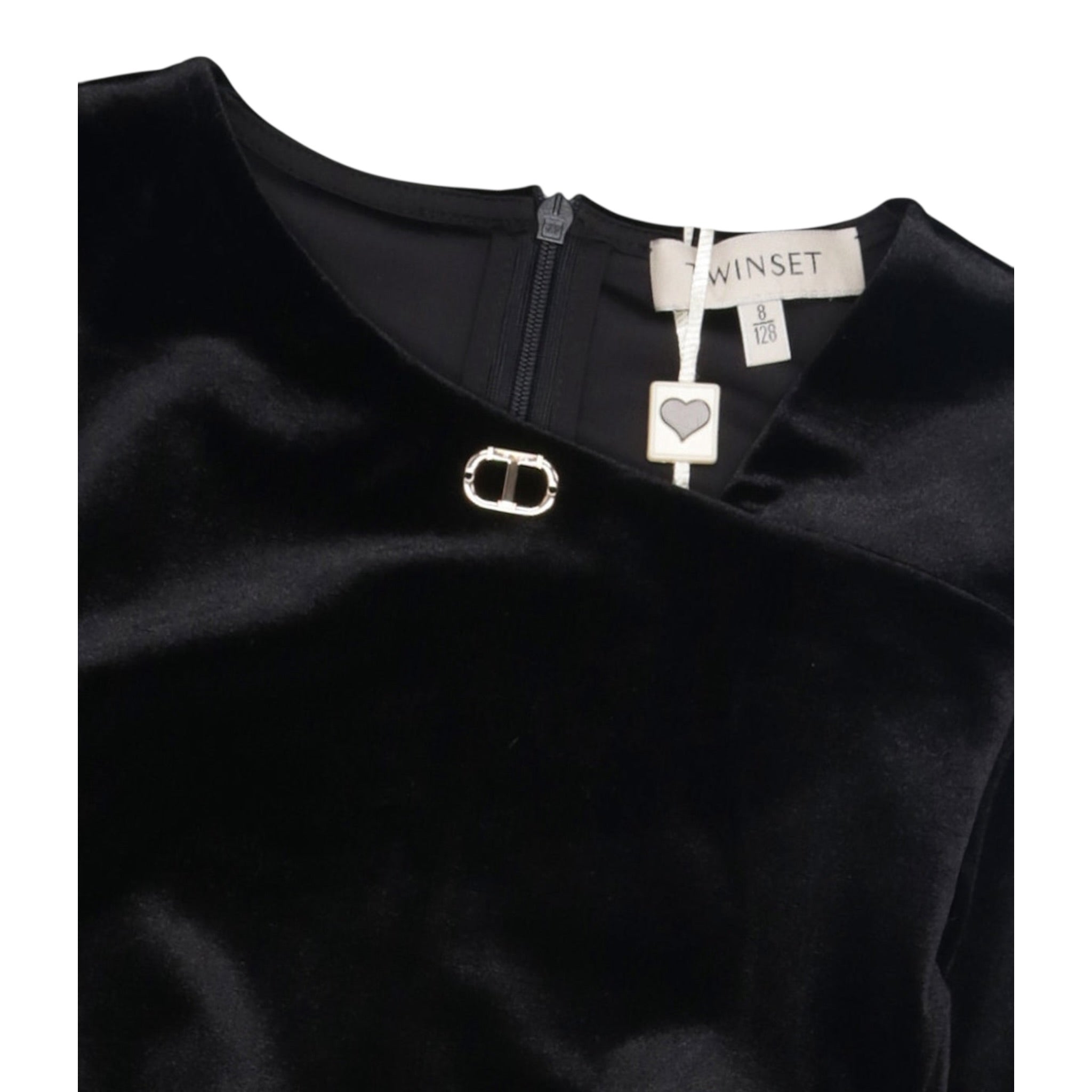 Twinset Abito Manica Lunga tinta unita In Camoscio Nero per Bambina 252GJ2035 NERO TWINSET 