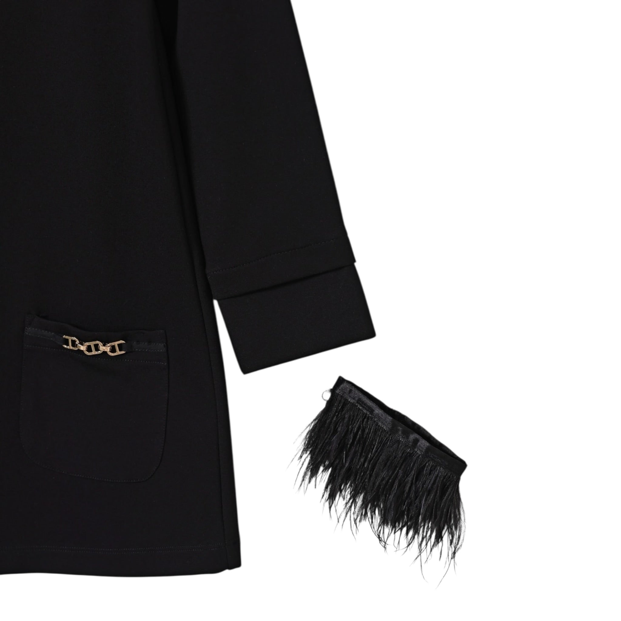 Twinset Abito tinta unita con Polsini Rimovibili Nero per Bambina 252GJ2111X NERO TWINSET 