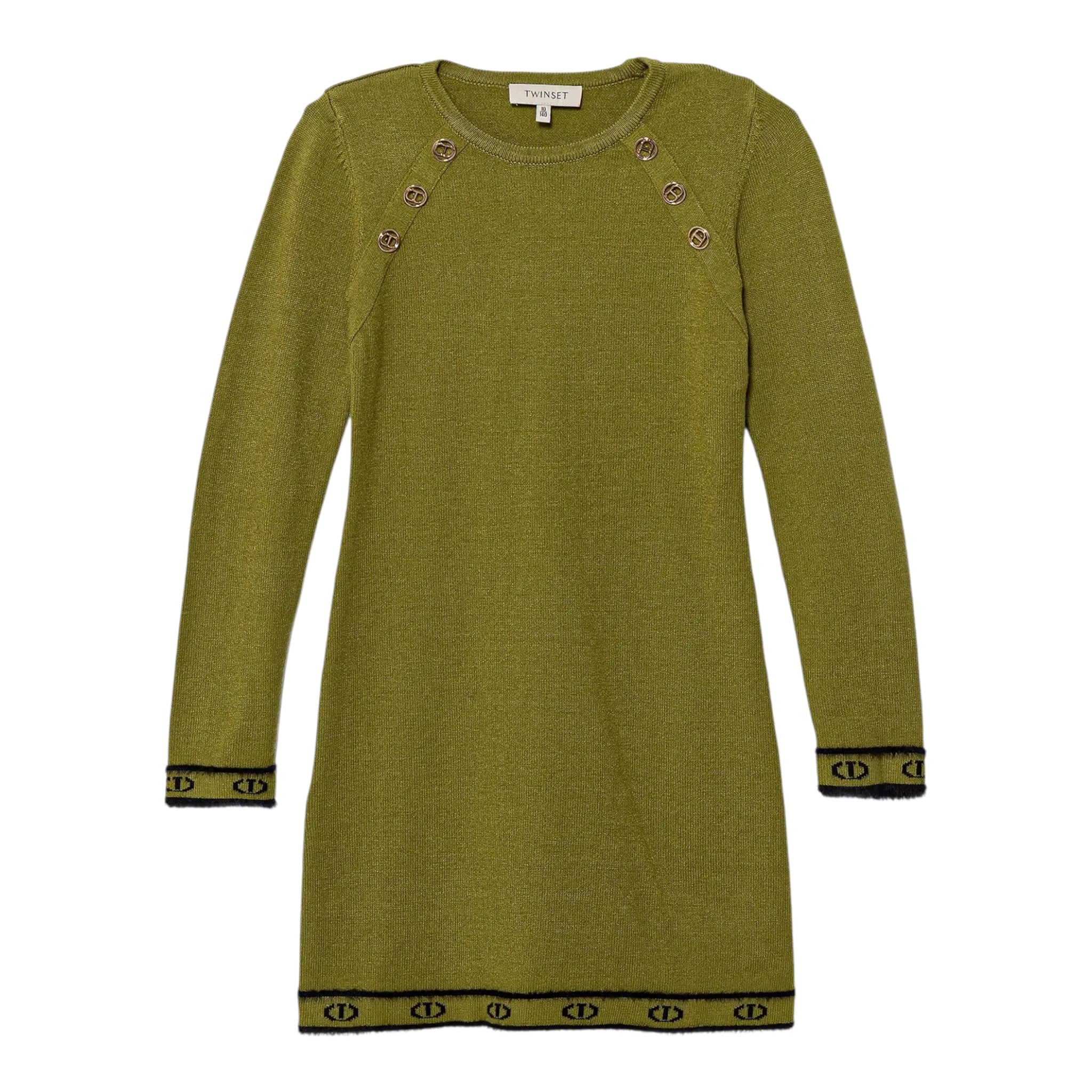 Twinset Abito Manica Lunga tinta unita con Logo Verde per Bambina 252GJ3014XX VERDE TWINSET 