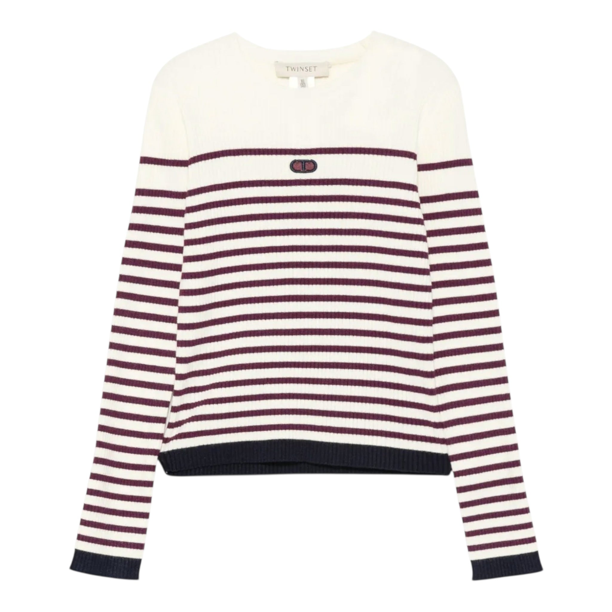 Twinset Maglia tinta unita con Fantasia A Righe Panna per Bambina 252GJ3035 PANNA TWINSET 