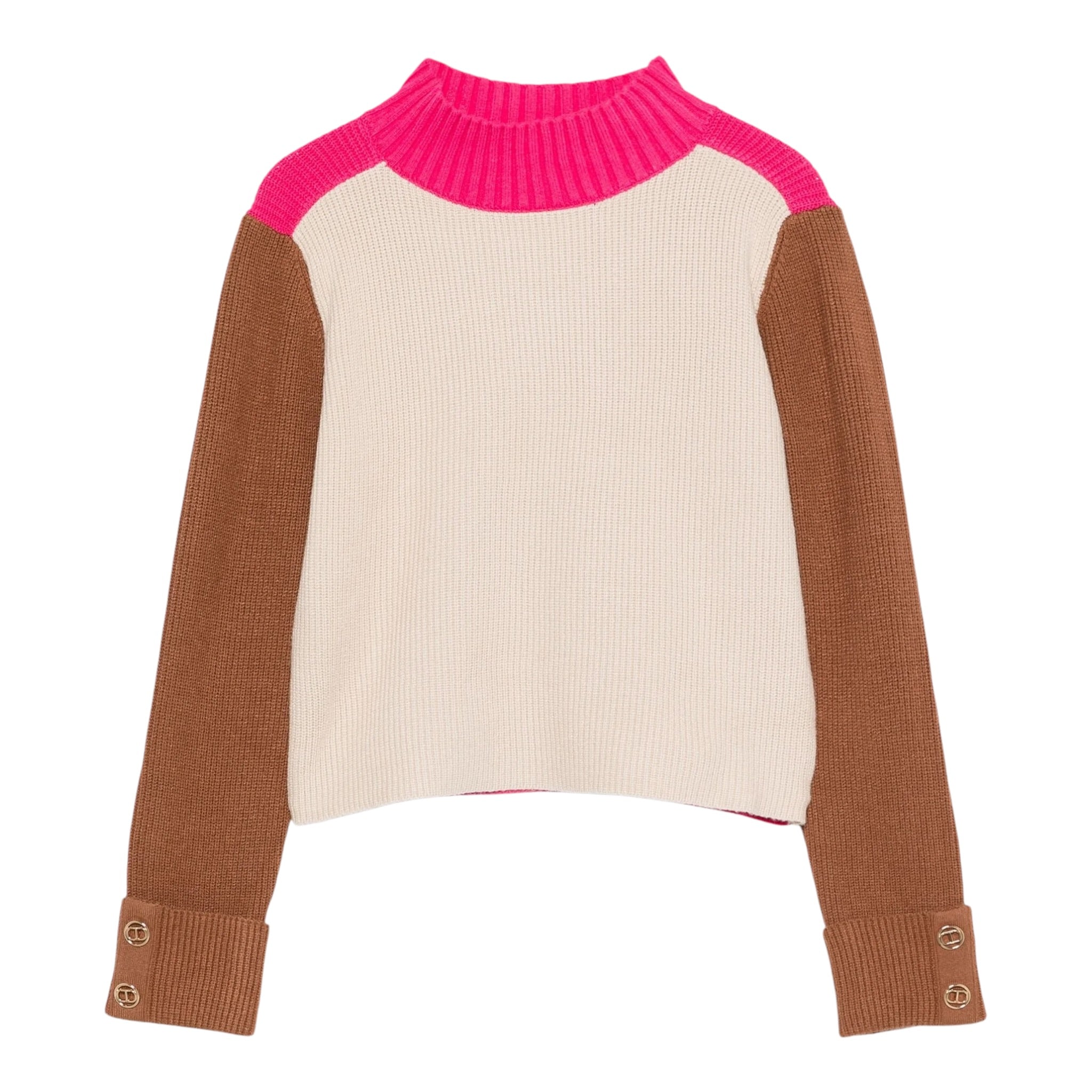 Twinset Maglia Tricolore Collo Alto Multicolor per Bambina 252GJ3060X MULTICOLOR TWINSET 