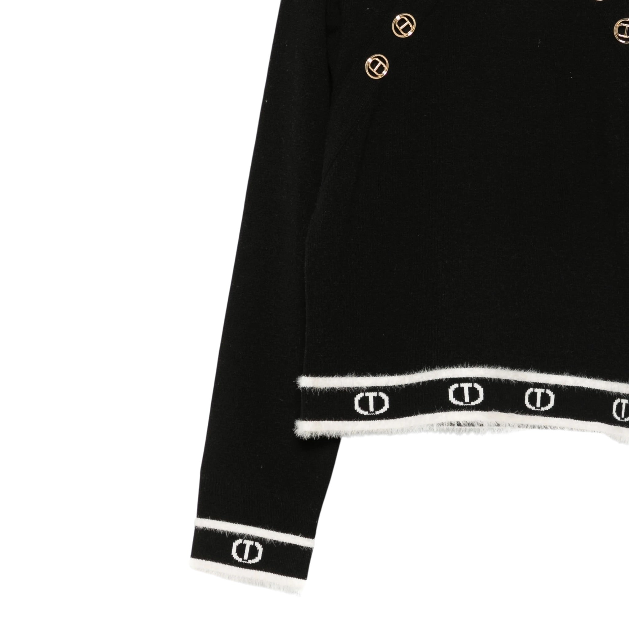 Twinset Maglia Girocollo tinta unita con Loghi Nero per Bambina 252GJ3073X NERO TWINSET 