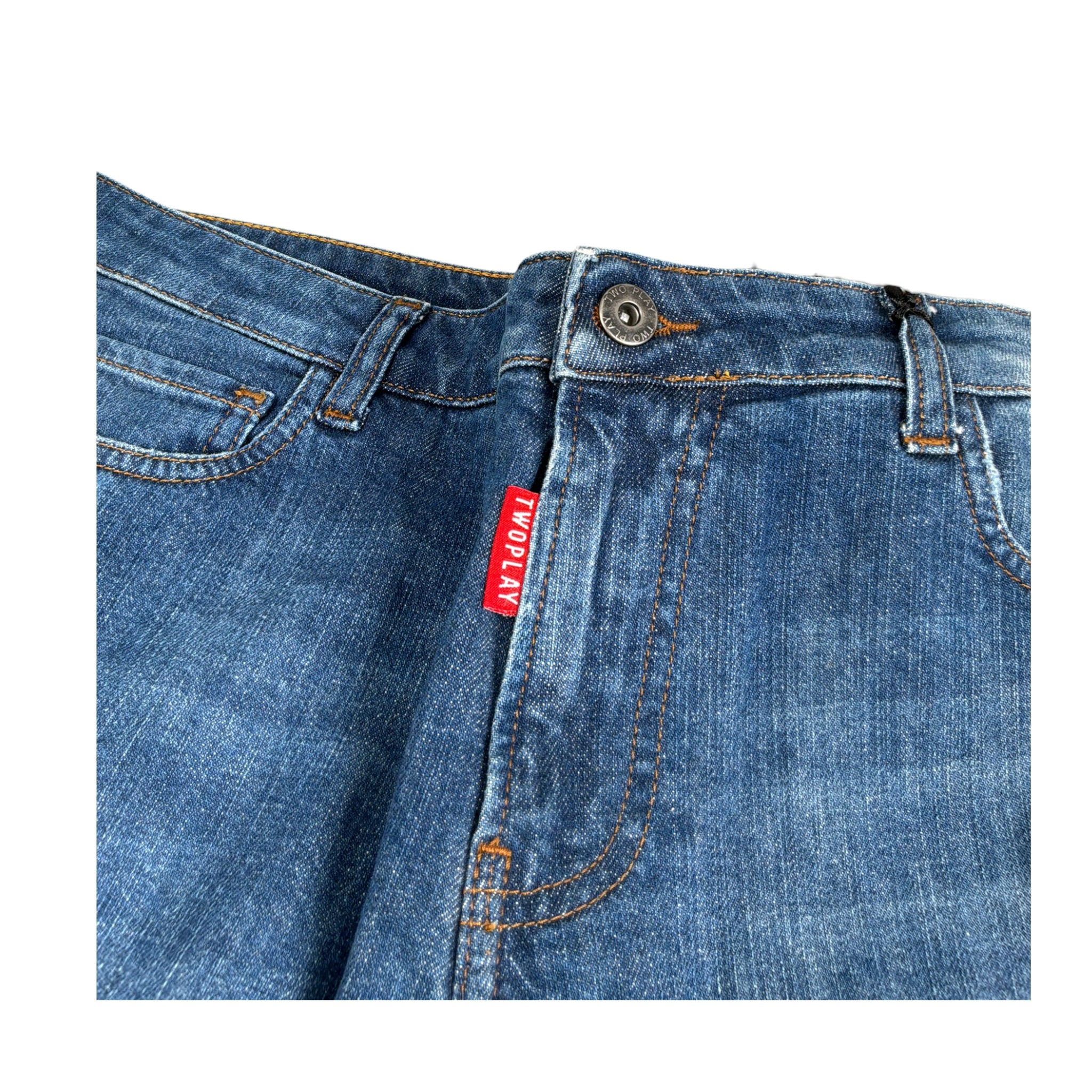 Twoplay Jeans tinta unita con Strappi Blu per Bambino 009940R BLU TWOPLAY 