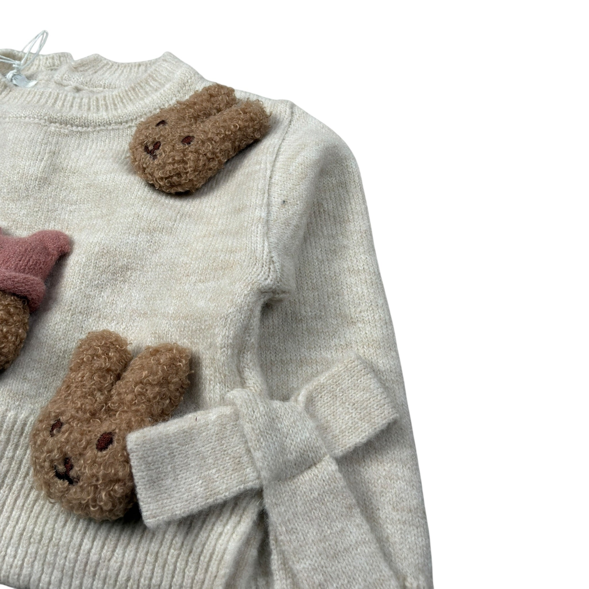 U+È Maglia Girocollo tinta unita con Applicazioni Beige per Neonata UE1901 BEIGE U+è 